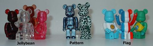 Bearbrick Toys in Jellybean, Pattern, and Flag Cusotomizations